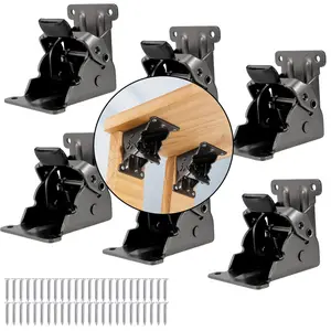6 Pack 0-90 Degree Black Folding Table Legs Bracket, Self-Lock Hinge Hardware with Screws, Folding Locking Hinge for Table, Workbench,