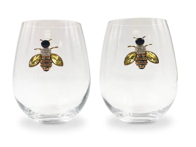 Bee Wine Glasses Bee Gifts for Mothers Day Gift Bee Lover Gift Bee Mug Bee Cups Bumble Bee Gift For Mom Gift Kitchen Bee Gift Bee Glassware