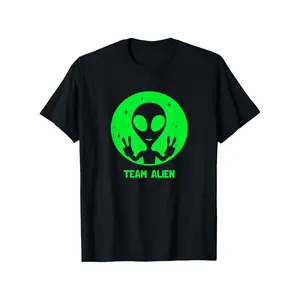 Alien Lover Men Women Kids UFO Abduction Team Alien T Shirt 100% Cotton Casual Tshirts Crewneck T-Shirt Short Sleeve Unisex Graphic Tee for Men Women Adults Classic Menswear Top 525