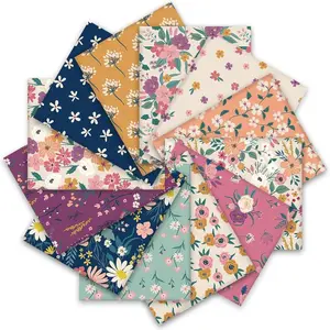 12 Pcs Retro Floral Cotton Fabric Bundles, 18 x 22 Inches, Wildflower Fat Quarters, Vintage Flower Quilting Patchwork Squares, Sewing Fabrics for Home School DIY Handmade Craft Party Decor