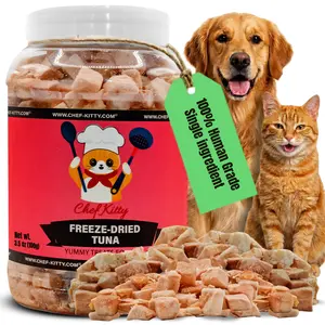 CHEF KITTY 100% Wild-Caught Tuna Fish Cat Treats - Natural, High-Protein Freeze-Dried Dog & Cat Food Toppers, Grain-Free, Single-Ingredient, No Additives/Preservatives, USA-Inspected & Tested