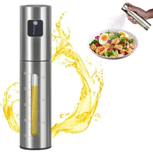 Olive Oil Sprayer for Cooking, Olive Oil Mister  Bottle for Cooking, Oil Dispenser Spritzer Bottle for Kitchen, SUS304 Stainless Steel, 100ml, Leak-Proof and Portable.