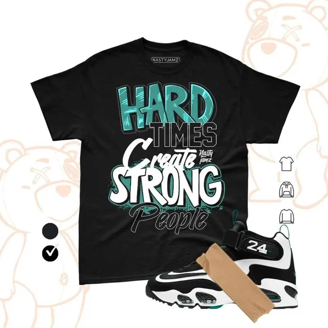 Griffey Max 1 Freshwater White Black Teal Match Shirt 2026, Sneaker Matching Tee, Bella Canvas, HARD TIMES NASTY