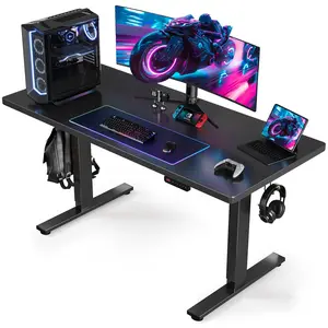 [Deals for You Days] SAIGO Electric Standing Desk,48 x 28 Large Electric Standing Desk, Height Adjustable Desk, 27.6" Deep Desktop, Stand up Gaming, 2 Hooks, 3 Preset Heights, for Home Office, Rustic Brown