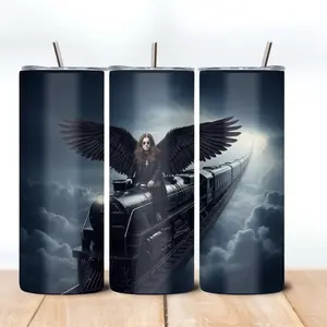 Ozzy inspired Tumbler - Unique Design with train Illustration ozzy tumblers  Drinkware Washable Reusable  Portable Flasks Mug Bottled Water Bottles Insulated Stainless Steel
