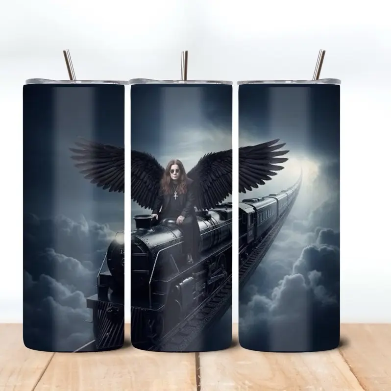 Ozzy-Inspired Insulated Stainless Steel Bottled Water Bottle - Reusable Hydration Tumbler with Train Art, Secure Lid, Classic Unique Design, Portable Washable Kitchenware Drinkware Flask