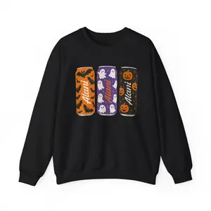 Halloween Graphic Sweatshirt, Cozy Fall Crewneck, Ghosts & Pumpkins Sweatshirt, Unisex Halloween Apparel, Spooky Season Comfort Wear