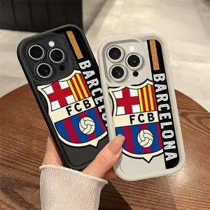 Stylish Barcelona Football Club Logo Sports Pattern Case for iPhone 17 16 15 14 Pro Max 13 12 11 XR XS Plus Air Slim Shockproof Anti Drop Protective Lightweight Durable TPU Cover