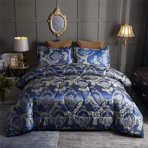Comforter Set Silk Blanket All Season Bed Luxury Blue Bedding Sets Matching 2 Pillow Shams (Full/Queen, 88x88 inches, 3 Pieces)