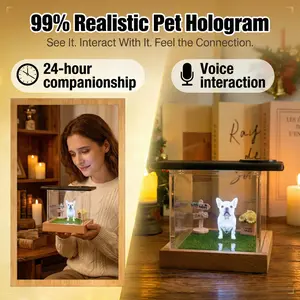Personalized 3D Holographic Pet Memorial Lumina Box - Custom Cartoon Dog/Cat Keepsake with Interactive Video Projection