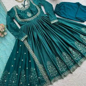 Women heavy party wear suit Indian party anarkali wedding work