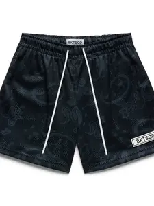 Men's Quick-Dry Mesh Shorts, Loose-Fit Beach Basketball Swimwear, Large Size Four-Quarter Waistcoat Style, Bktsqd Design