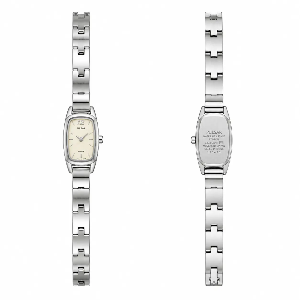 Pulsar Tonneau Champagne Dial Silver-Tone Bracelet Watch New Needs Battery