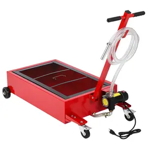 Garvee 20 Gallon Low Profile Electric Oil Drain Cart with 110V Pump, 8 ft Hose, Folding Handle, and Rolling Oil Drain Pan for Cars, Trucks, Buses, and RVs