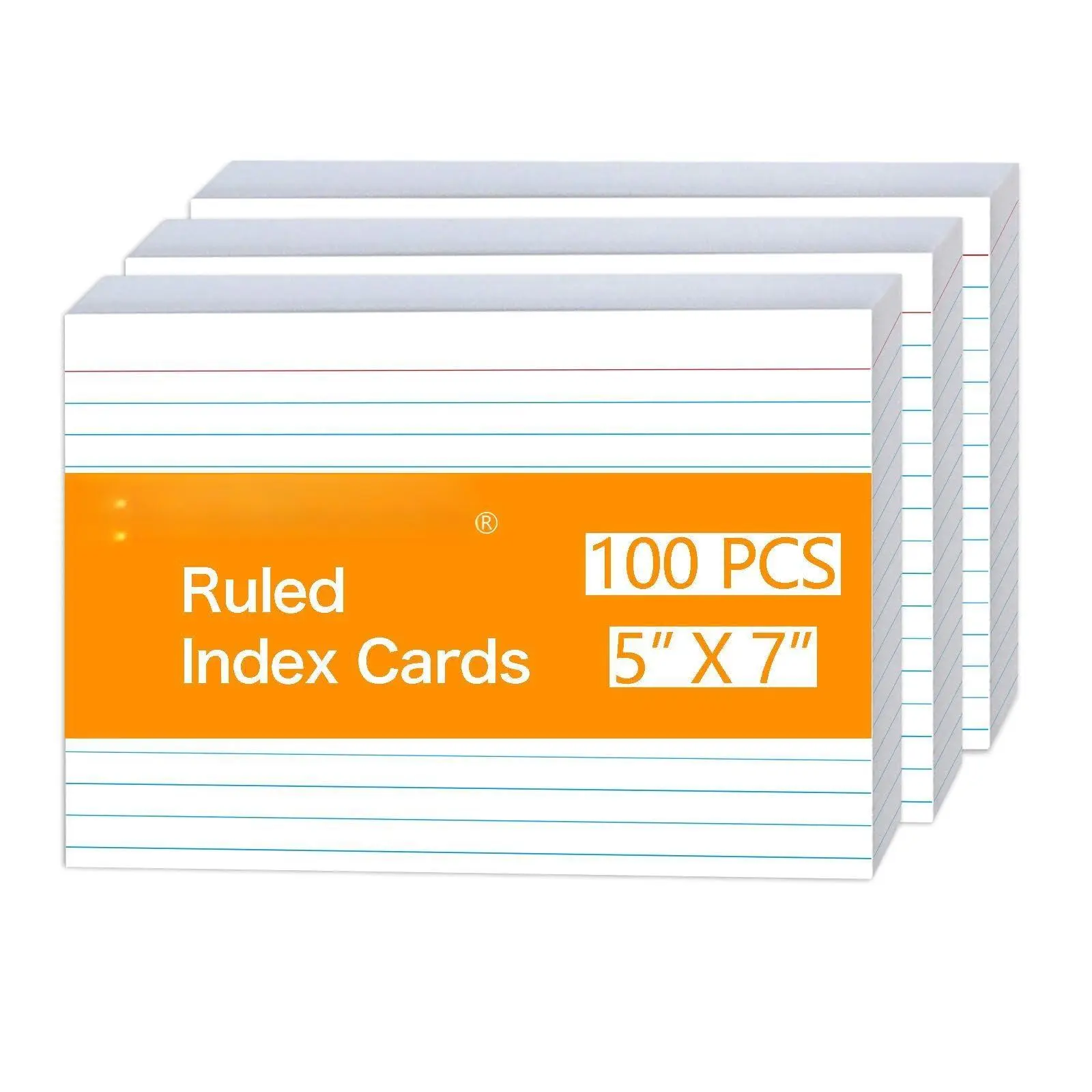 100 Pack 5x7 Ruled Index Cards  Heavyweight 160g Large Lined Note White Study Flashcards For School Office & Organization