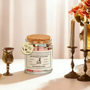 1Set HOME Themed Emotional Bible Prayer Jar, Complete Set with Glass Cork Jar & Color Coded Bible Verse Strips, Religious Faith Gift Set for Housewarming, Family, Baptism, Confirmation, Spiritual Keepsake Decor Storage Jar