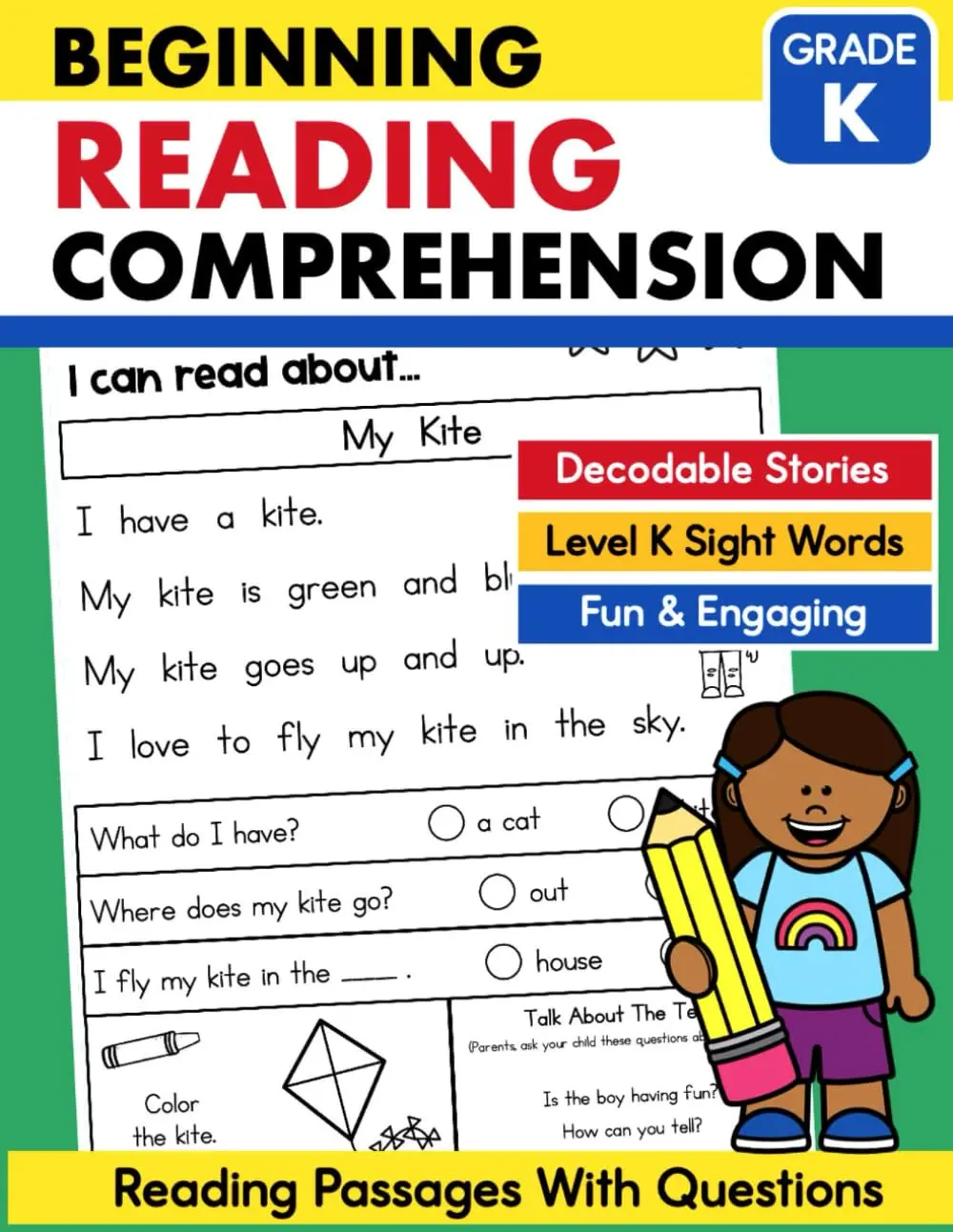 Beginning Reading Comprehension for Kindergarten Workbook: Sight Words ReadingPassages with Comprehension Questions for Emergent Readers (ComprehensionBuilders)