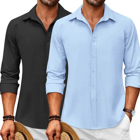 COOFANDY Men's Thin Long Sleeve Button Down Shirts Casual Business Dress Shirt
