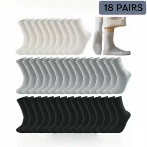 18 -12-6 Pairs of Sports & Casual Socks: Timeless basic black/white/gray, simple & versatile. For daily leisure, all-season wear. Couple-style, long-length sports socks, easy to match various outfits.