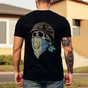 Guatemala Skull Flag Face Mask T-shirt, Blue Collar Men's Graphics T-shirt, Workwear Graphics T-shirt, Guatemala Dad Gifts, Working T-shirt For Men, Men's Gifts, Casual Menswear Father's Day gift