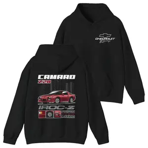 Camaro Z28 IROC-Z Hoodie, Chevrolet Racing Classic Muscle Car Graphic Pullover, Vintage Chevy Camaro Long Sleeve For Car Fans