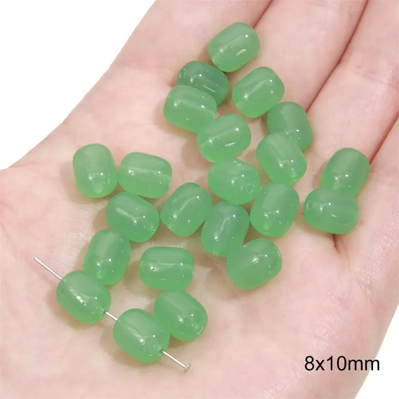 Jelly-colored date beads 8x10mm, green