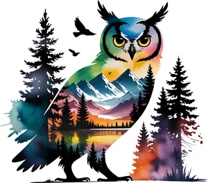 DTF Transfer – CP Owl Water Color Multi Sizes