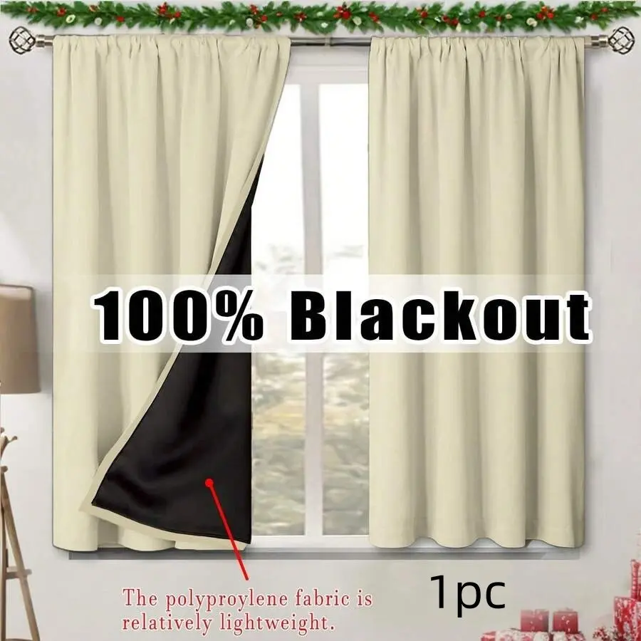 1pc 100% Blackout Curtain, Lightweight Breathable Drapes, Bedroom/living Room Christmas Atmosphere Decor, Home Decoration Curtain, Curtain for Windows, Insulating Sunscreen Curtains, Blackout Window Cover, Blackout Covers