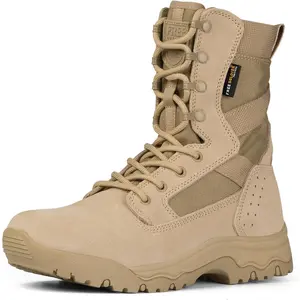 FREE SOLDIER Men's Work Tactical Boots 8 Inches Lightweight Combat Boots Durable Suede Leather Military Boot Desert Boot