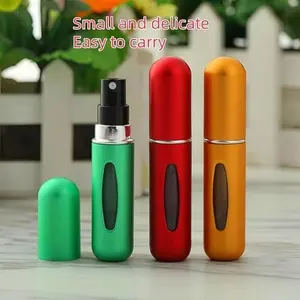 3pcs Portable 5ML Refillable Perfume Dispenser Bottles, Travel Self-Pump Reusable Press-Down Sample Bottles, Random Colors