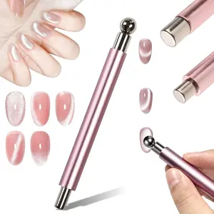 Magnetic Rod Cat Eye Magnet Bead Aluminum Handle Cylinder UV Glue Magnetic Tool Dual Head Nail Art Shaping Tool Nail Art Design