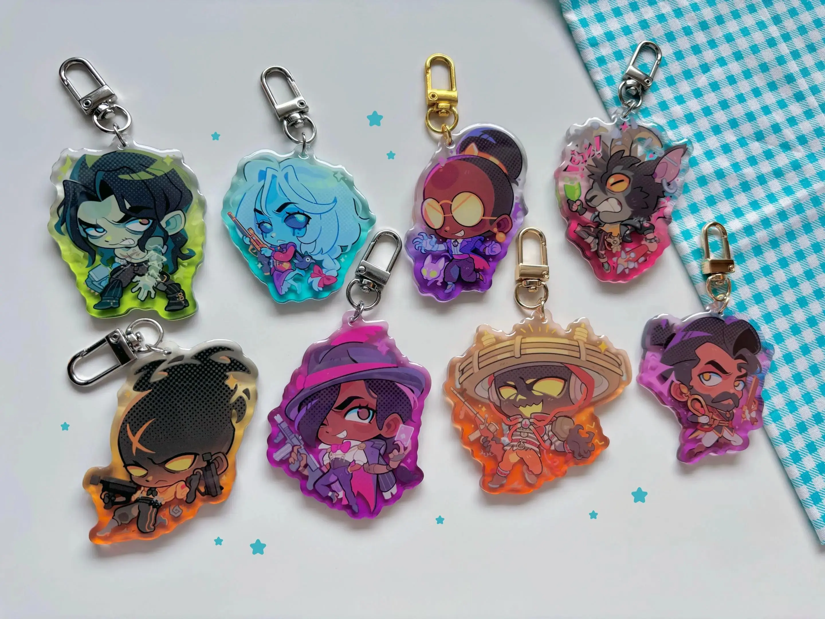 deadlock charms keychains (wave 2) Victor Vindicta Calico Billy Haze Wraith Seven Mirage, deadlock acrylic keychain