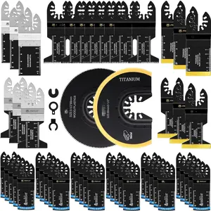 52 count Oscillating Multi-Tool  Kit, FROYLOT Titanium Bi-Metal   - Ti/Arc//Circle  for Metal///OSB/Drywall -Universal Fit  Ryobi Worx Makita Oscillating Tools