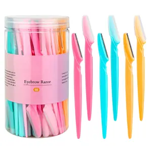 Eyebrow Razor Set, 60pcs/set Stainless Steel Eyebrow Shaping Tool with Safety Cover, Facial Hair Removal Tool for Women & Men