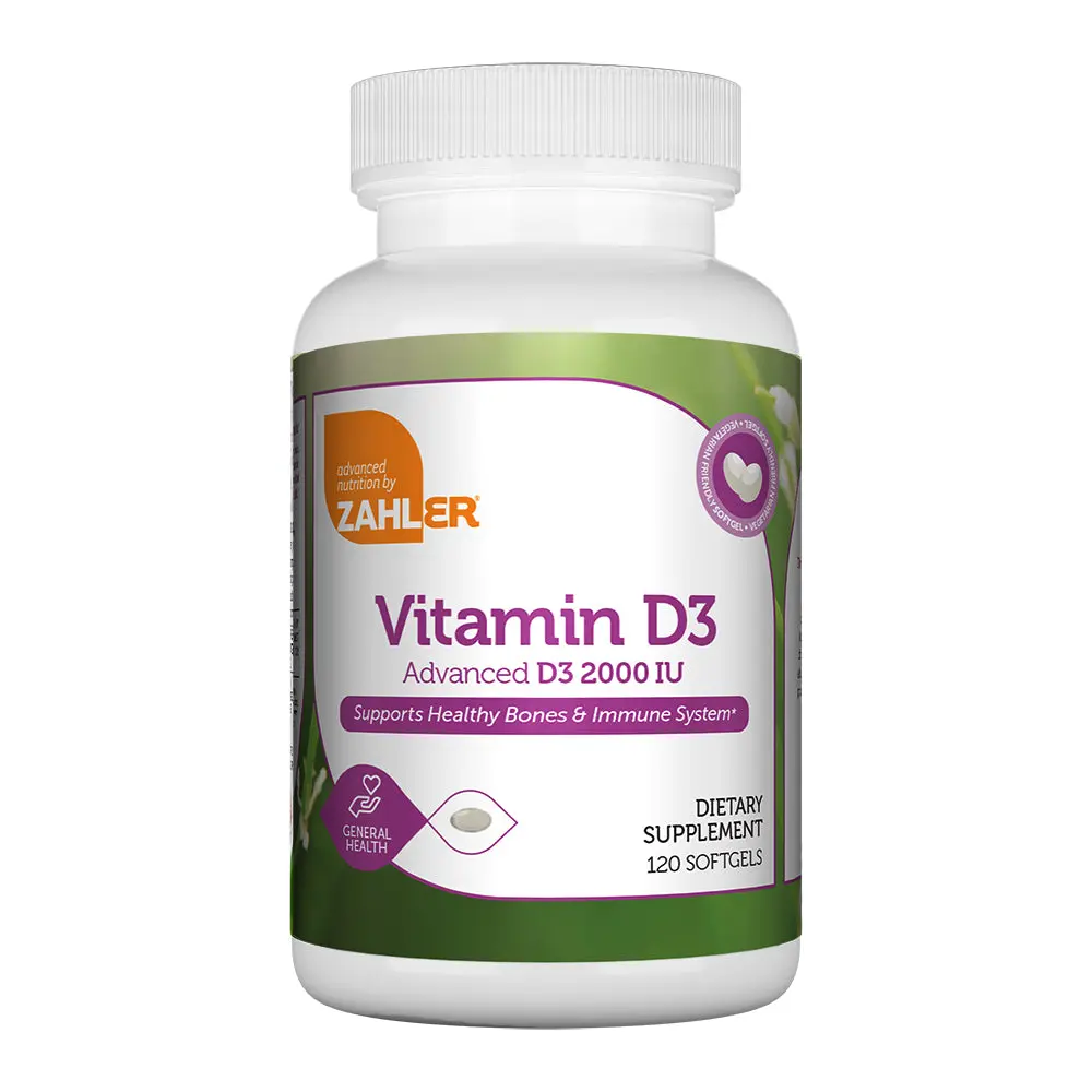 Zahler Advanced Vitamin D3 2000 IU Softgels 250 Count Kosher Vegetarian Friendly for Immune Support Bone Teeth & Muscle Health Easy Swallow V Dietary Healthcare Supplement Immunity Fitness