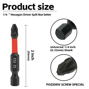 15PCS 50mm PZ1/PZ2/PZ3 S2 Industrial Grade Steel Magnetic Impact Phillips Screwdriver Bit Set, Rust-Proof & Shock-Resistant, Case for Easy Carry, Suitable for Construction, Assembly, Carpentry, Forestry Maintenance & Handicrafts, Screwdriver Bits Set