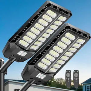 Solar Street Lights Outdoor, 8000W Commercial Grade Solar Lights Outdoor Waterproof, LED Parking Lot Light Dusk to Dawn Security Flood Lights with Motion Sensor and Remote Control, 2 Pack