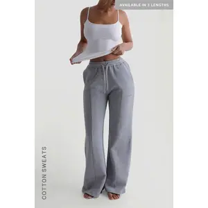 Structured Wide Leg Sweatpants - Heather Gray