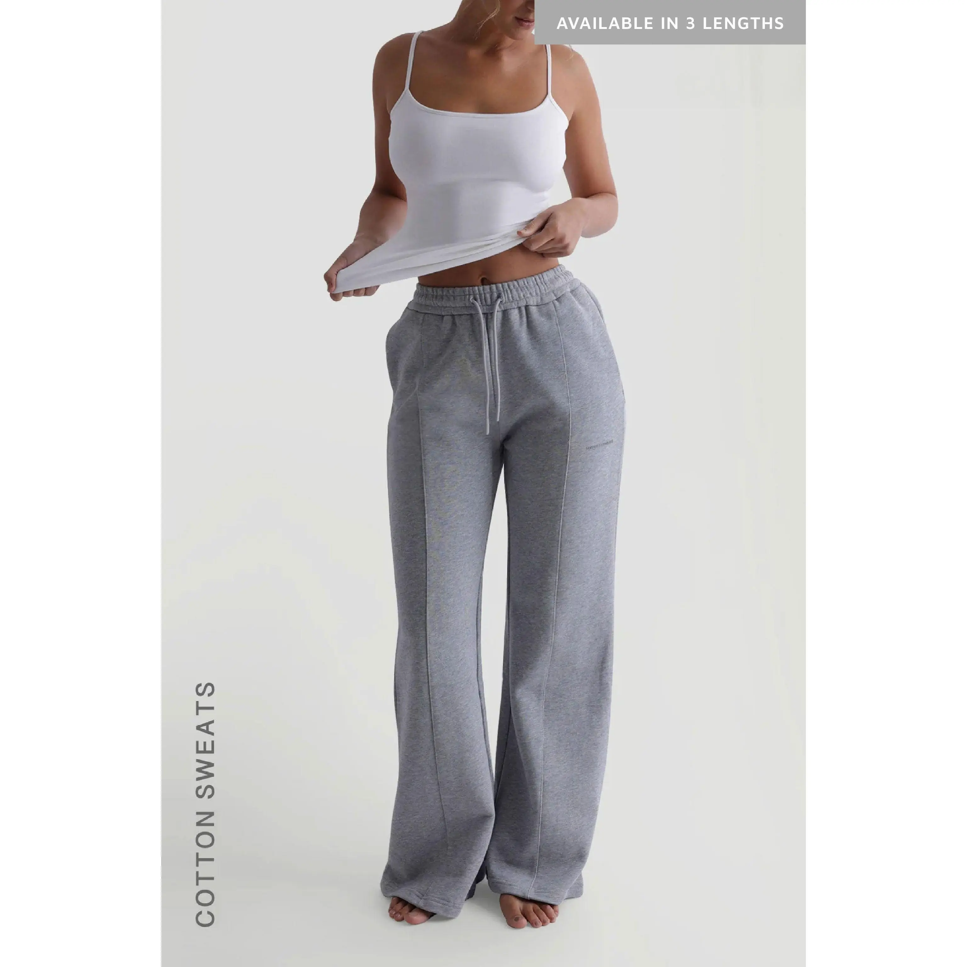 Structured Wide Leg Sweatpants - Heather Gray