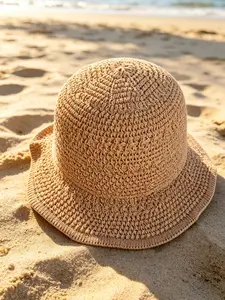 Women's Solid Color Raffia Lightweight Sun Hat, Casual Outdoor Beach Outing UV Sun Protection Hat for Women & Girls, Fashion Accessories for Daily Wear