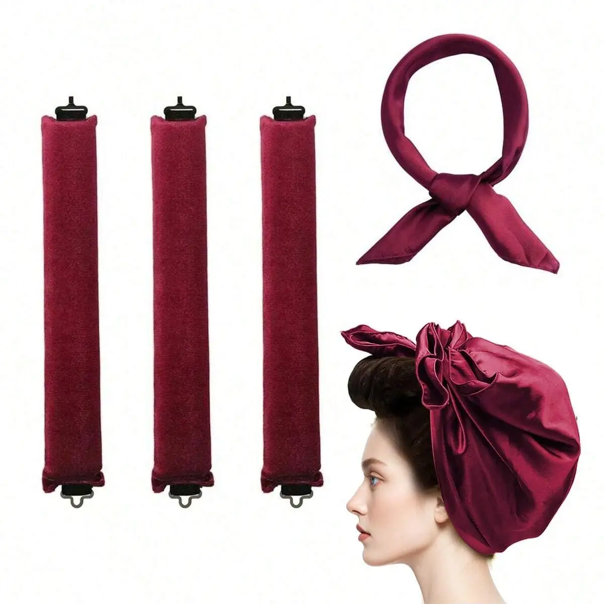 4Pcs Velvet Heatless Hair Curler Set Overnight Lazy No Heat Flexi Rods Hair Rods Heatless Curls Flexible Hair Roller Soft Sleeping Hair Rollers Styling Accessories Heatless Curlers Curl Products for Women