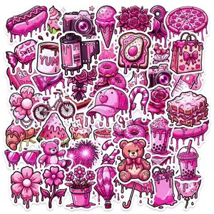 50pcs Pink Melting Sweetheart Cartoon Stickers, Suitable for Scrapbooks, Diaries, Laptops, Water Bottles, Cars, Etc. A Gift with A Positive Message and A Design Based on Faith.