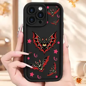 Trendy Bat Design Phone case for iPhone 16 Pro Max 15 Plus 14 13 12 11 XR XS  Anti-Scratch Shockproof TPU Bumper Drop-proof Cover fashion trendy