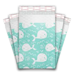 6x9 Blue Whales Designer Self Seal Poly Bubble Mailers Shipping Envelopes Custom Boutique Padded Bags
