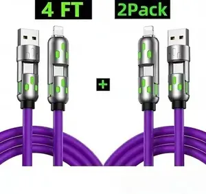 4-in-1 USB-C Cable, PD 5A Fast Charging, Data Sync, USB-A, Type -C, Lightning, Auminum, Compatible with iPhone 16/15, iPad, Samsung, Laptops ，，4-in-1USB-C Cable, PD 5A Fast Charging, Data Sync, USB-A, Type -C, Lightning, Auminum charger