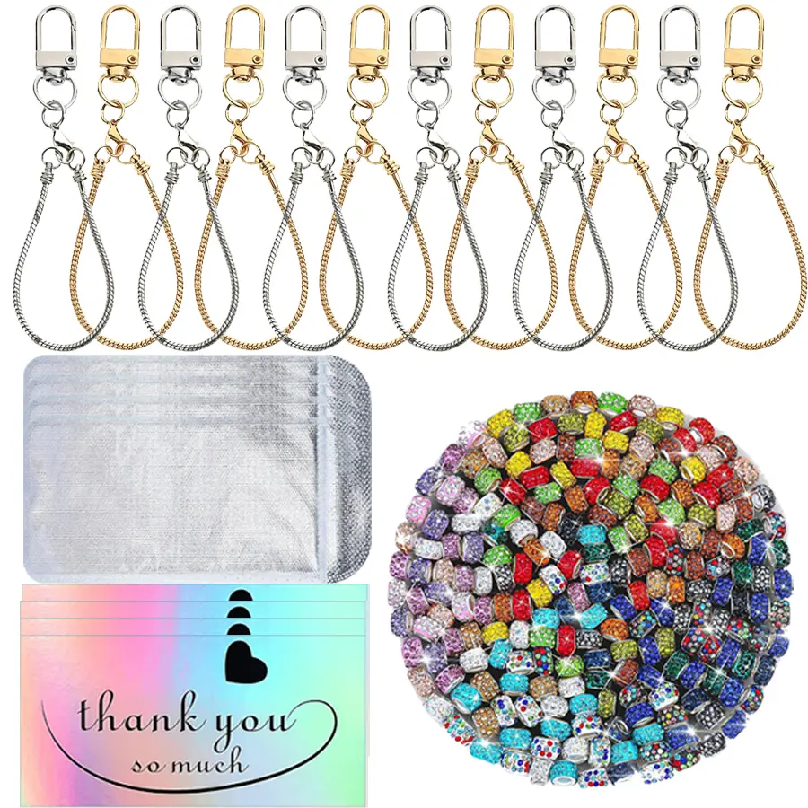 130-Piece Large-Hole Blank Metal Chains Key Chain Kit - Unisex Beadable Keychains, DIY Beaded Keychain Accessory for Handmade Crafts, Bag Decor - Ideal Christmas Gift (Toys & Hobbies, DIY Beading Supplies)