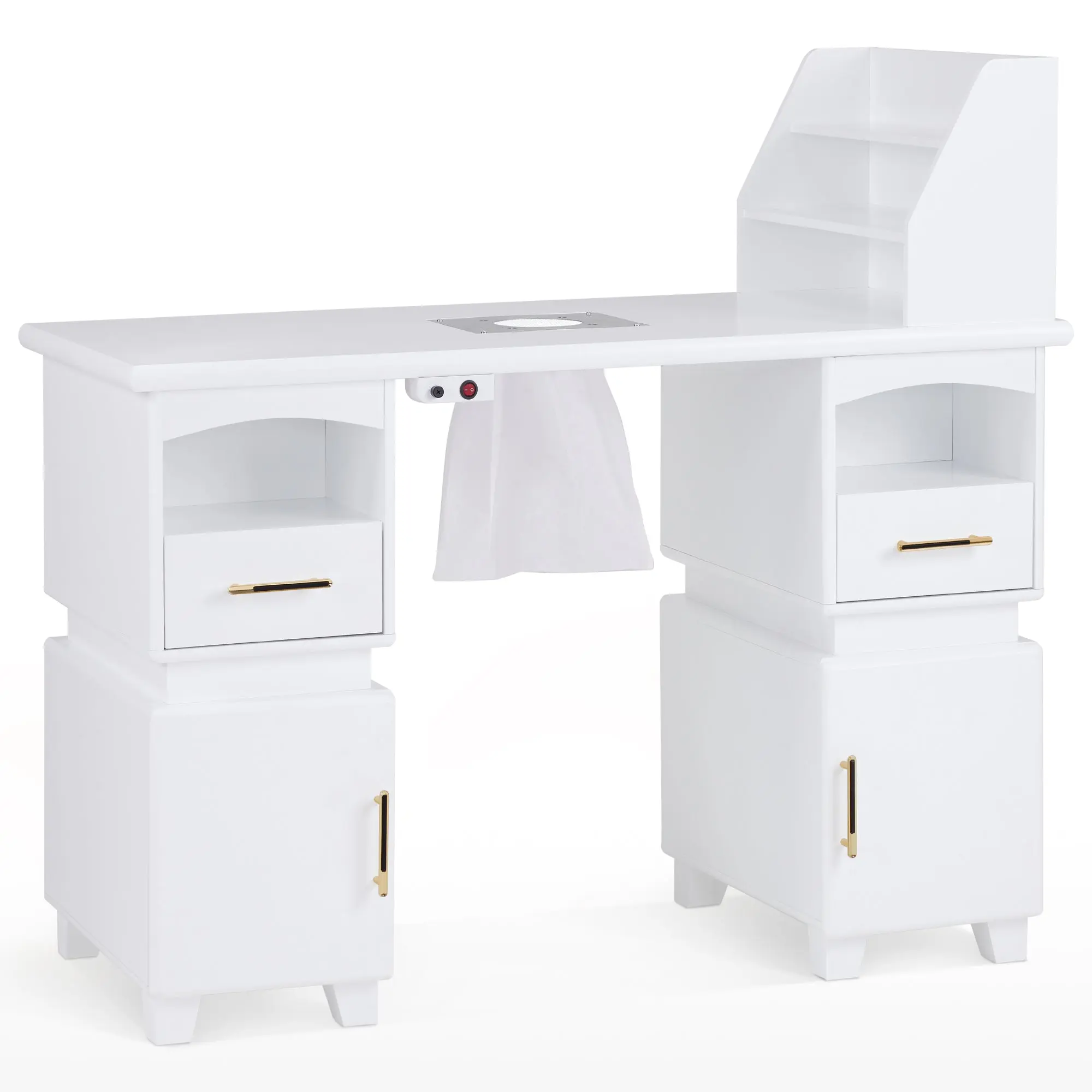 BarberPub Manicure Table with Electric Dust Collector, Nail Makeup Desk for Storage VC258