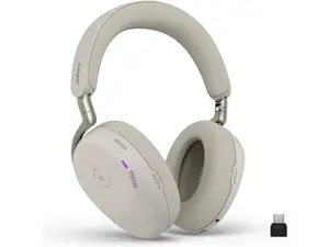 Jabra Evolve3 85 Over-Ear Wireless Bluetooth Headset with Microphone, USB-C, AI Voice Call Technology, Adaptive Active Noise Cancellation, 25-Hour Battery, Microsoft Teams Certified, Warm Gray