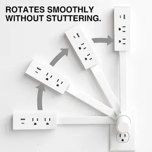 Power Socket Extender with USB-A, USB-C, 2 Ac Outlets, Extendable 17-27 Inches, Rotates 180°, USB Multi Plug, Swivel Socket, Ideal for Hard-To-Reach Spaces