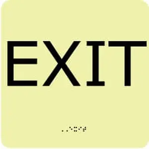 Plastic Emergency Exit Light Sign, 8in W x 8in H, English-Braille Text, Dark-Glowing AccuformNMC GADA101BK Work Safety Equipment for Home Improvement & Security Safety